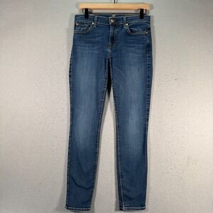 7 For All Mankind The Ankle Skinny Jeans Women 27 Blue Medium Wash Comfort Denim